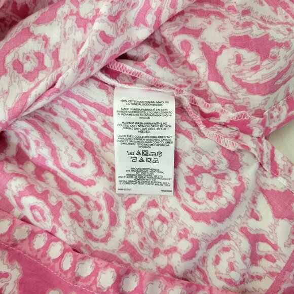 Brooks Brothers 346 Pink & White Paisley Print Cotton Tunic Top L - Picture 5 of 6